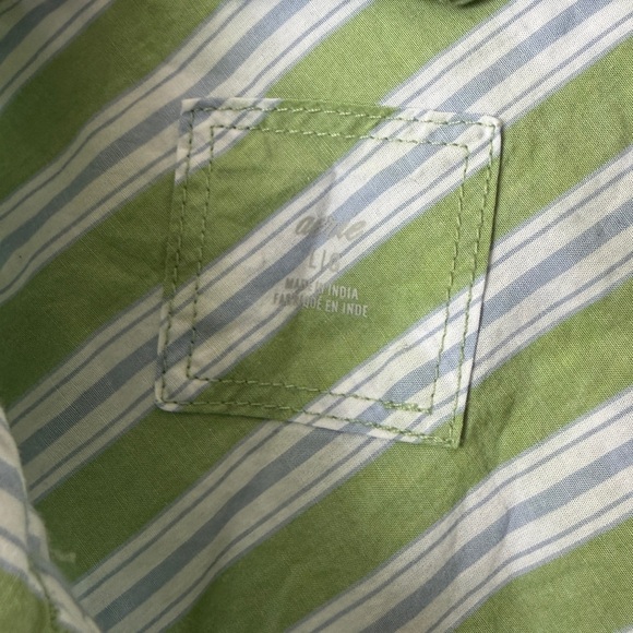 Aerie Green Blue and White Striped Button-Up Shirt - Picture 4 of 5